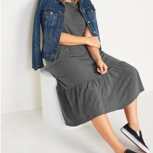 Old Navy Fit & Flare Short-Sleeve Tiered Midi Dress